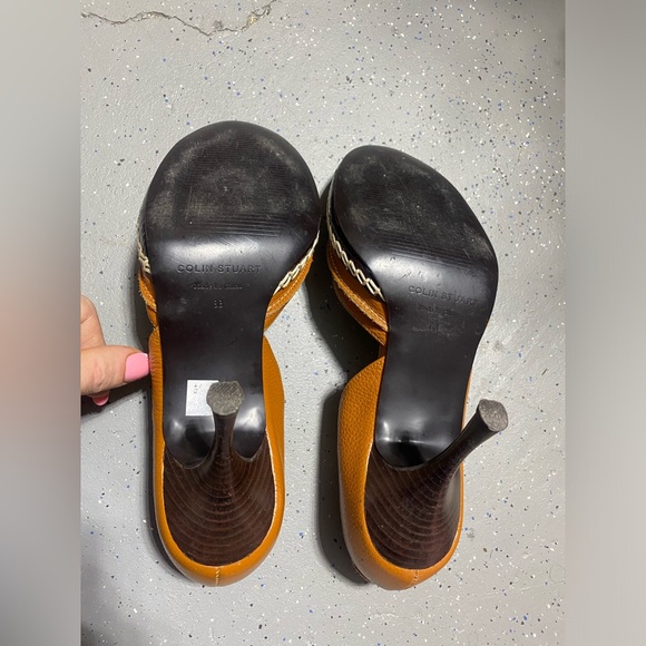 Colin Stuart Women's Size 8B Tan Brown Leather Loafer Style Kitten Heels - Picture 3 of 13